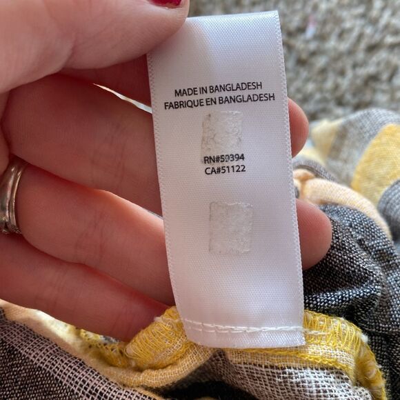 Beachlunchlounge Tie Front Yellow and Grey Pants M - Picture 7 of 7